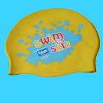 Silicone swimming cap with custom-print image